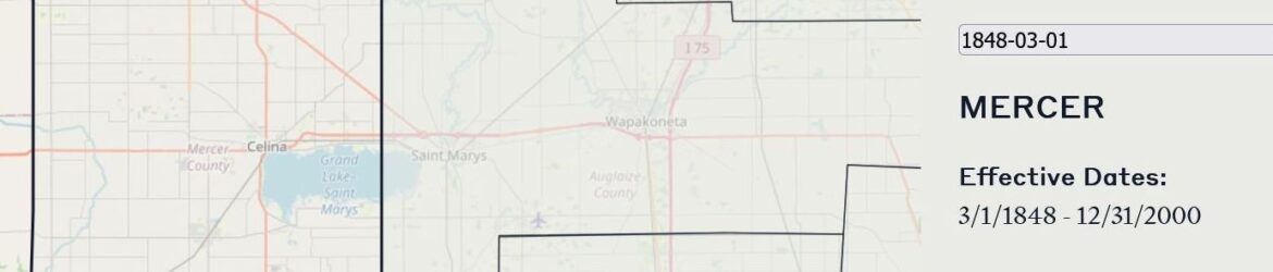 1848, Mercer County, Newberry Library Atlas of Historical County Boundaries.