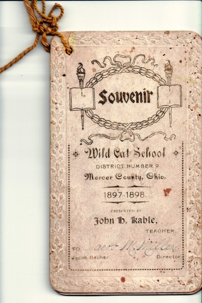 Wild Cat School Souvenir Booklet, Mercer County, Ohio, 1897-1898.