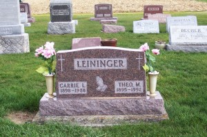 Carrie L. & Theo M. Leininger, Zion Lutheran Cemetery, Mercer County, Ohio. (2011 photo by Karen)