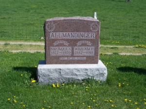 Barbara S and William C Allmandinger, Zion Lutheran Cemetery, Schumm, Van Wert County, Ohio. (2012 photo by Karen)
