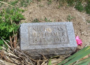 Nicholas Hoehamer, Mount Hope Cemetery, Adams County, Indiana. (2013 photo by Karen)