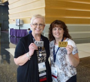 2013 Conference Ambassador Bloggers Karen & Candy with their DeBrand candy bars.