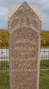 Christian Kessler [Sr] inscription, south side of stone. (2013 photo by Karen)