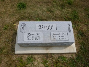 Rosa D. & Jacob W. Duff, Kessler Cemetery, Mercer County, Ohio. (2013 photo by Karen)