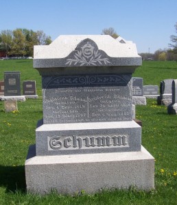 Friederick & Magdalena Schumm, Zion Lutheran Cemetery, Van Wert County, Ohio. (2012 photo by Karen)