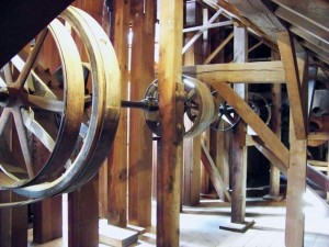 Grain moved through elevator legs, which were throughout the mill.