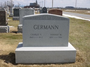 Germann, Charles R. & Hannah M., Evangelical Protestant Cemetery, Van Wert County, Ohio. (2014 photo by Karen)