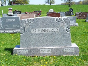 Henry F., Louise M., Lydia A. Schinnerer, Zion Lutheran Cemetery, Schumm, Van Wert County, Ohio. (2012 photo by Karen)