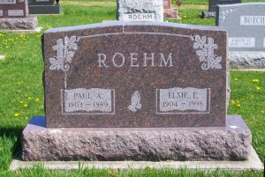 Paul A. & Elsie E. (Scaer) Roehm, Zion Lutheran Cemetery, Schumm, Van Wert County, Ohio. (2012 photo by Karen)