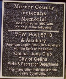 Mercer County Veterans Memorial, 1997. (2014 photo by Karen)