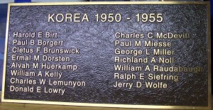 Korean Roll of Honor, Mercer County, Ohio. (2014 photo by Karen)