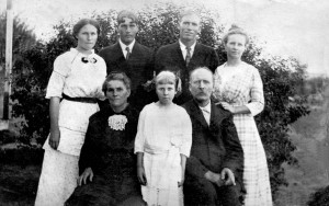 Fred Ruck Sr family, seated: Mary, Marie, Fred Sr; standing: Katie, Fred Jr, Frank, Lena. (photo courtesy of Joyce Layman)