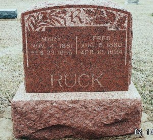 Fred & Mary Ruck, Zion Cemetery, Logan County, Oklahoma. (submitted photo)