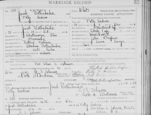 Mercer County marriage record of Jacob Bollenbacher and Polly Andress.