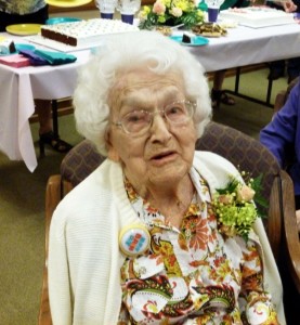 Velma Schumm, 100th Birthday Celebration, 14 June 2014. (2014 photo by Karen)