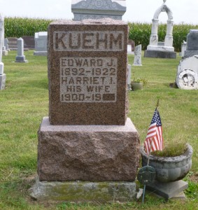 Edward J Kuehm & Harriet I, Zion Lutheran Cemetery, Chattanooga, Mercer County, Ohio. (2014 photo by Karen)