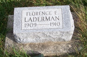 Florence E. Laderman, Zion Lutheran Cemetery, Chattanooga, Mercer County, Ohio. (2011 photo by Karen)