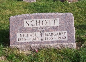 Michael & Margaret Schott, Zion Lutheran Cemetery, Chattanooga, Mercer County, Ohio. (2011 photo by Karen)