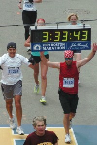 Jeff finishes the Boston Marathon in 2009.