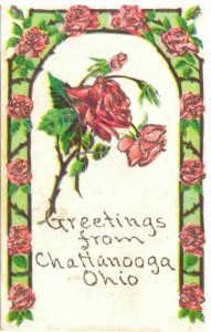 Chattanooga, Ohio, postcard, from Maggie to Julia Laderman, c1913.