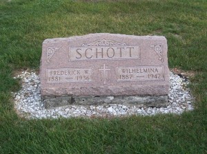 Frederick & Wilhelmina Schott, Zion Lutheran Cemetery, Chattanooga, Mercer County, Ohio. (2011 photo by Karen)
