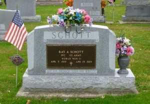 Ray A. Schott, Decatur Cemetery, Adams County, Indiana. (2014 photo by Karen)