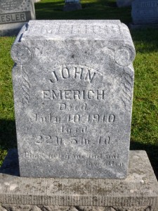 John Emerich, Kessler/Liberty Cemetery, Mercer County, Ohio. (2014 photo by Karen)