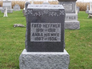 Fred & Anna Heffner, Zion Lutheran Cemetery, Chattanooga, Mercer County, Ohio. (2011 photo by Karen)