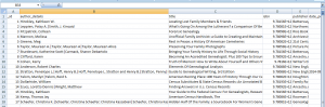 Book list as csv spreadsheet, as seen on PC, Book Catalogue.