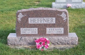 Vernon & Carmella (Bury) Heffner, Zion Lutheran Cemetery, Chattanooga, Mercer County, Ohio. (2011 photo by Karen)