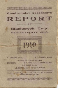 Quadrennial Assessor's Report of Blackcreek Twp., Mercer County, Ohio, 1910.