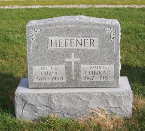 Conrad & Emma Heffner, Zion Lutheran Cemetery, Chattanoota, Mercer County, Ohio. (2011 photo by Karen)
