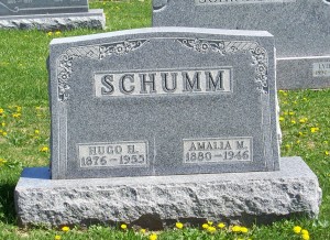 Hugo H. & Amalia M. (Schumm) Schumm, Zion Lutheran Cemetery, Schumm, Van Wert County, Ohio. (2012 photo by Karen)