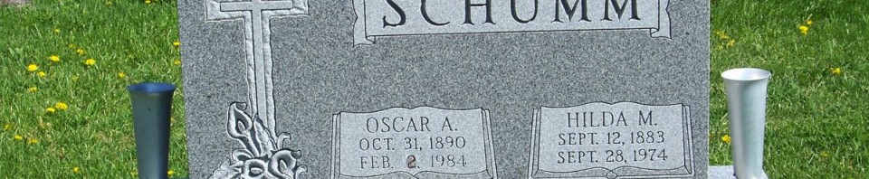 Oscar A. & Hilda M. (Schumm) Schumm, Zion Lutheran Cemetery, Van Wert County, Ohio. (2012 photo by Karen)