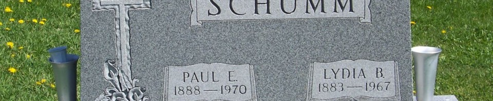 Paul E. & Lydia B. (Schumm) Schumm, Zion Lutheran Cemetery, Schumm, Van Wert County, Ohio. (2012 photoby Karen.
