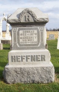 Conrad & Margaret (Miller) Heffner, Zion Lutheran Cemetery, Chattanooga, Mercer County, Ohio. (2011 photo by Karen)