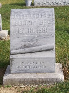 Jacob J. Heffner, Zion Lutheran Cemetery, Chattanooga, Mercer County, Ohio. (2011 photo by Karen)