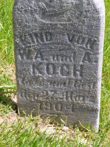 Child of W.A. & A. Koch, St. John's Cemetery, Auglaize County, Ohio. (2015 photo by Karen)
