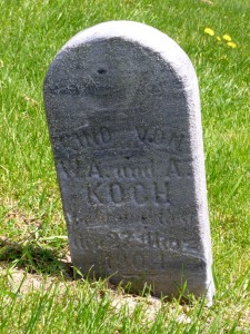 Child of W.A. & A. Koch, St. John's Cemetery, Pusheta Township, Auglaize County, Ohio. (2015 photo by Karen)