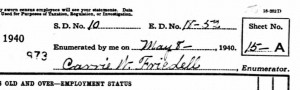 Carrie W. Friedell, 1940 Census Enumerator, Eaton, Delaware County, Indiana. [2]