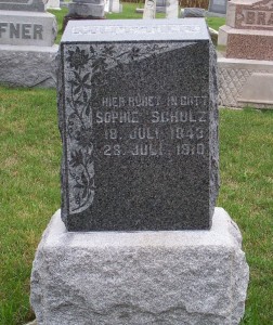 Sophie Schulz, Zion Lutheran Cemetery, Mercer County, Ohio. (2011 photo by Karen)