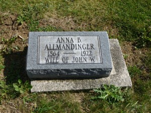Anna B. Allmandinger, Kessler Cemetery, Mercer County, Ohio. (2015 photo by Karen)