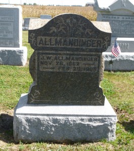 John W. Allmandinger, Kessler Cemetery, Mercer County, Ohio. (2015 photo by Karen.