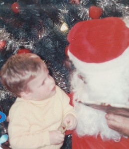 Jeff talking to Santa, c1983.