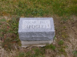 Oscar Paul Fogle, Kessler Cemetery, Mercer County, Ohio. (2015 photo by Karen)