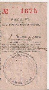 Postal Money Order receipt from Chattanooga, Ohio, dated 29 Nov, 190?