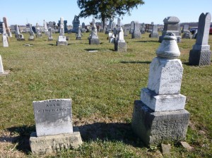 John and Mary Hiller tombstones, Kessler Cemetery. (2015 photo by Karen)
