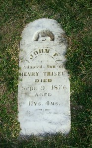 John F, adopted son of Henry Trisel, Zion Lutheran Cemetery, Chattanooga, Mercer County, Ohio. (2011 photo by Karen)