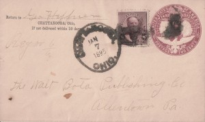 Chattanooga, Ohio, postmark.