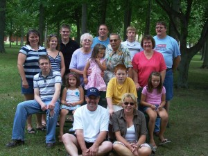 Aunt Kate & Uncle Paul with their family, 2007 Miller reunion.